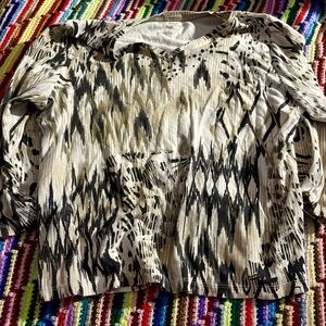 Alia Beige and White Top